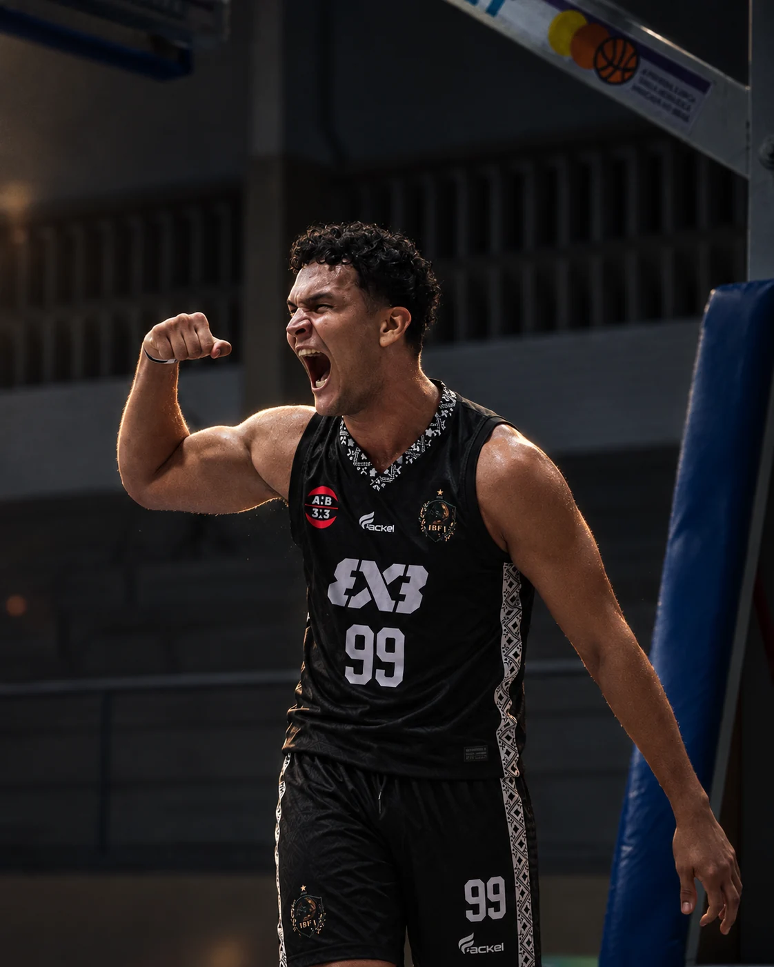 Atleta Jackson do BPA 3x3 comemorando durante partida
